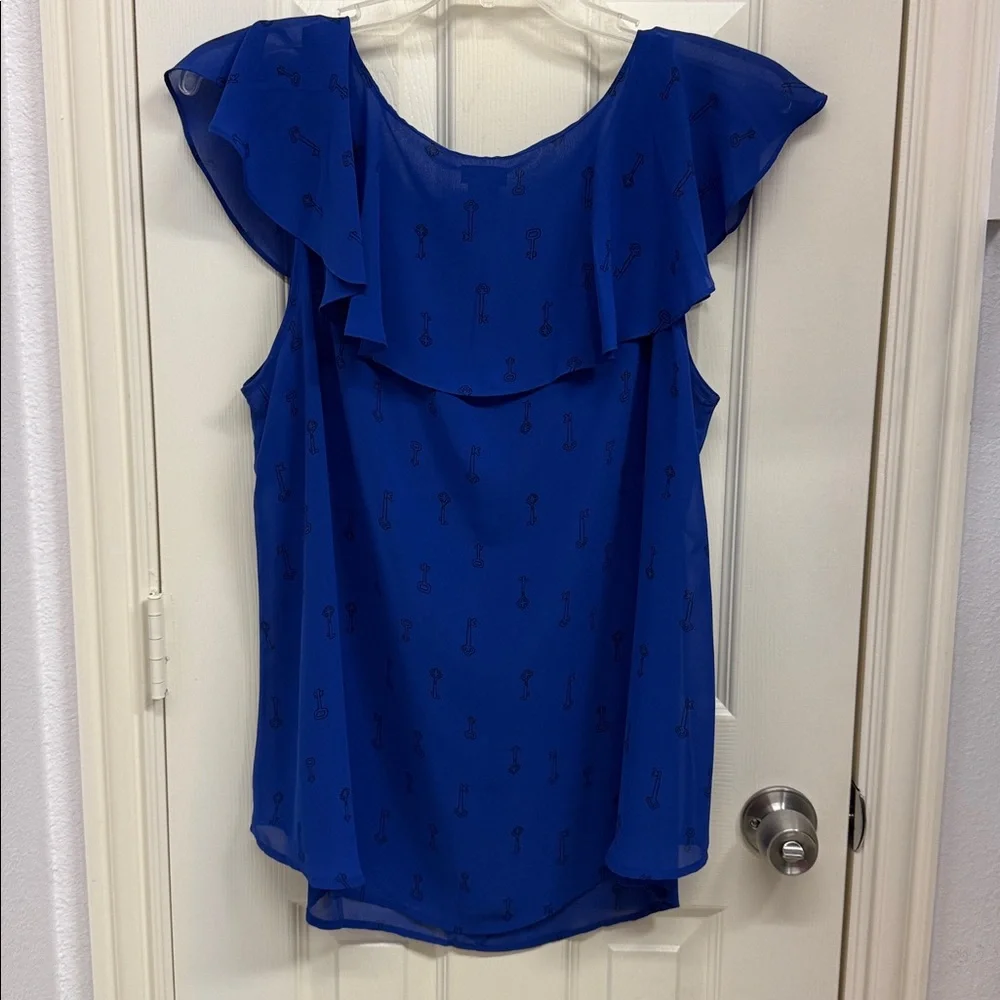Torrid Royal Blue Ruffle Blouse - Picture 4 of 5